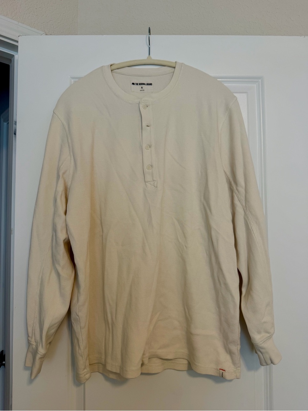 The Normal Brand Men's Long-Sleeve Henley in Cream